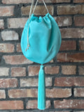 Jumbo Tassel Pochette in Aqua